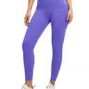 MCEDAR Compression Leggings No Front Seam for Women 25" with Pocket High Waisted Tummy Control Yoga Pants Periwinkle Purple-CS