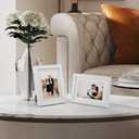 Giftgarden 4x6 Picture Frame Set of 4 White Wood Grain Frames for 4x6 Photos with Mat or 5x7 Without Mat, Wall or Tabletop Display
