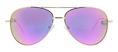 Peepers by PeeperSpecs Womens Ultraviolet Polarized, No Correction Aviator Sunglasses, Pink/Gold, +0.00