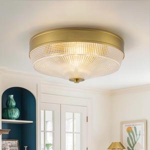 11.8" Mid-Century Semi Flush Mount Ceiling Light, with Clear Glass Shade