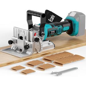 Ecarke Cordless Biscuit Joiner Compatible with Makita 18V Battery,Plate Joiner Kit with 80 wafers & Dust Bag, 11000RPM, 0-90 Cutting, 6 Depth Settings, for Woodworking & Furniture Making-Tool Only