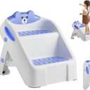 Toddler Step Stool for Bathroom Sink, 2 Step Stools for Kids, Kids Step Stool with Safety Non-Slip Pads and Handles, Foldble Kids Stool, Toddler Stool for Kitchen Toilet Counter Bed (Blue)