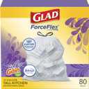 Glad ForceFlex Tall Kitchen Trash Bags, 13 Gallon, Gain Lavender, 80 Count