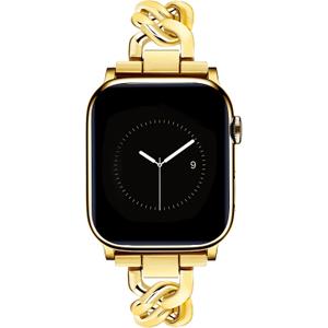 JR.DM Gold Watch Bands for Women Compatible with Apple Watch 46mm 42mm(S3/2/1) 44mm 45mm 49mm Adjustable Metal Cowboy Single Chain Bracelet for iWatch Series 11/10/9/8/7/6/5/4 SE 3/2/1 Ultra (No Case)