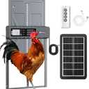 Automatic Chicken Coop Door Solar Powered with Timer, Remote Control, Anti-Pitch Aluminum Alloy Auto House Door for Chicken, Duck, Poultry, Weatherproof (Blue)