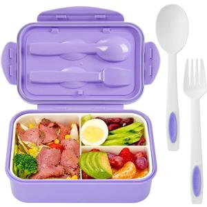 LOVINA Bento Boxes for Adults - 1100 ML Bento Lunch Box Container For Kids With Spoon & Fork - Durable Perfect Size for On-the-Go Meal, BPA-Free and Food-Safe Materials(Purple)
