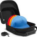 Epesoware Small Hard Hat Travel Case for Baseball Caps - Crush Proof Cap Carrier for 3 Hats, Hat Storage Organizer with Adjustable Shoulder Strap and Handle, for Travel & Home Use, Black