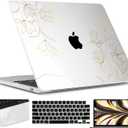 TWOLSKOO for M4 MacBook Air 13.6 inch Case 2025-2022 Release M4 A3240 M3 A3113 M2 A2681, Plastic Hard Shell & Screen Protector & Keyboard Cover & Trackpad Film, Florals X449