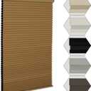 MYshade Cordless Blackout Window Blinds & Shades Pull Down Room Darkening Window Shades Light Blocking Honeycomb Cellular Shade for Indoor Windows Easy to Install 26 inch Wide, H64 Light Brown Blinds
