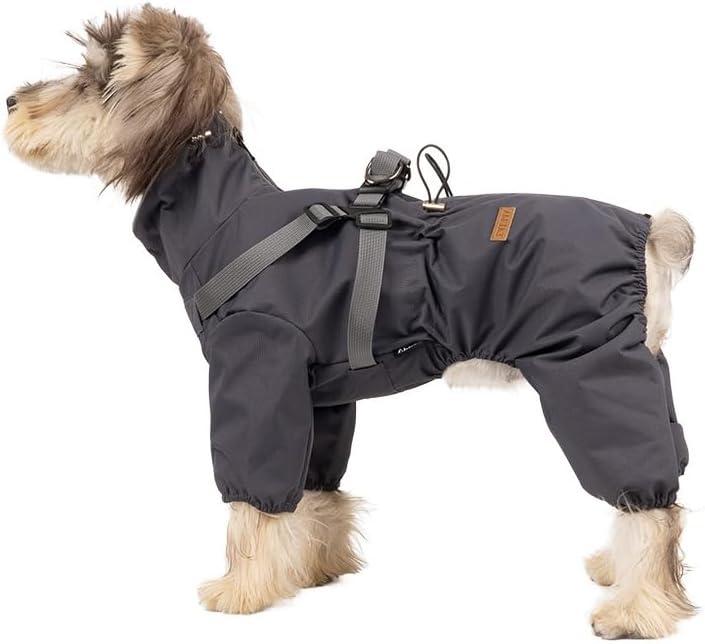 Four-Legged Full Coverage Dog Raincoat for Small Medium Dogs, Waterproof Dog Rain Coat with Harness Built in, 4-Legs Dog rain Jacket with Reflective Strip, Adjustable Puppy Waterproof Clothes (S)