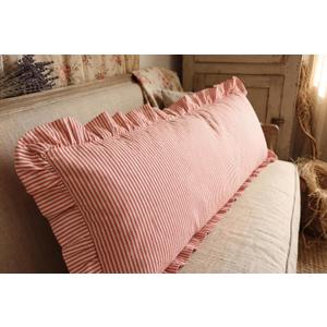 Tegeme Set of 1 Ruffled Body Pillow Cover 20"x54" Red and White Striped Decorative Pillowcases Boho Cute Soft Polyester Cotton Farmhouse Cushion Cover for Bed Sofa Living Room Decor