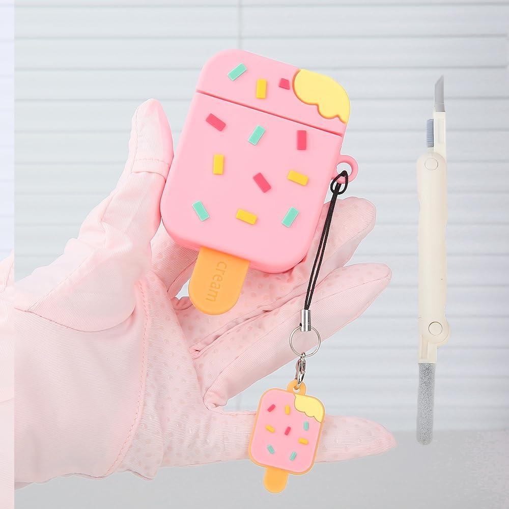 AirPods 2/1 Case Cover with Keychain & Cleaning Kit, for Apple AirPods 2nd 1st Generation Charging Case, 3D Cartoon Cute Soft Silicone AirPod Protector for Women Men Girls Boys, 140