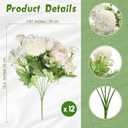 Tigeen Artificial Flowers Artificial Peonies Silk Flowers Faux Peony Fake Peony Silk Hydrangea Bouquet for Wedding Table Centerpiece Floral Vase Decor(Champagne White,12 Bundles)