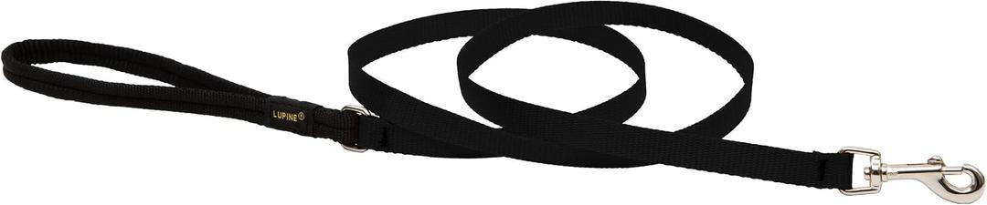 LupinePet Basics 1/2" Black 6-foot Padded Handle Leash for Small Pets