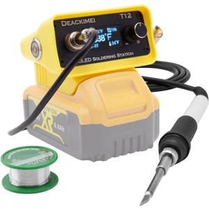 Cordless Soldering Iron Station for Dewalt 20V Max Battery, Temperature Adjustable, Auto Sleep & Low Voltage Protection, C/F Conversion, OLED Digital Display, Lead-Free Solder (Tool Only)