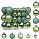 50pcs Christmas Ball Ornaments Green Small Shatterproof Christmas Tree Decorations Xmas Tree Ornaments Balls with Hanging Loop for Wedding Holiday Party Wreath Home Decor