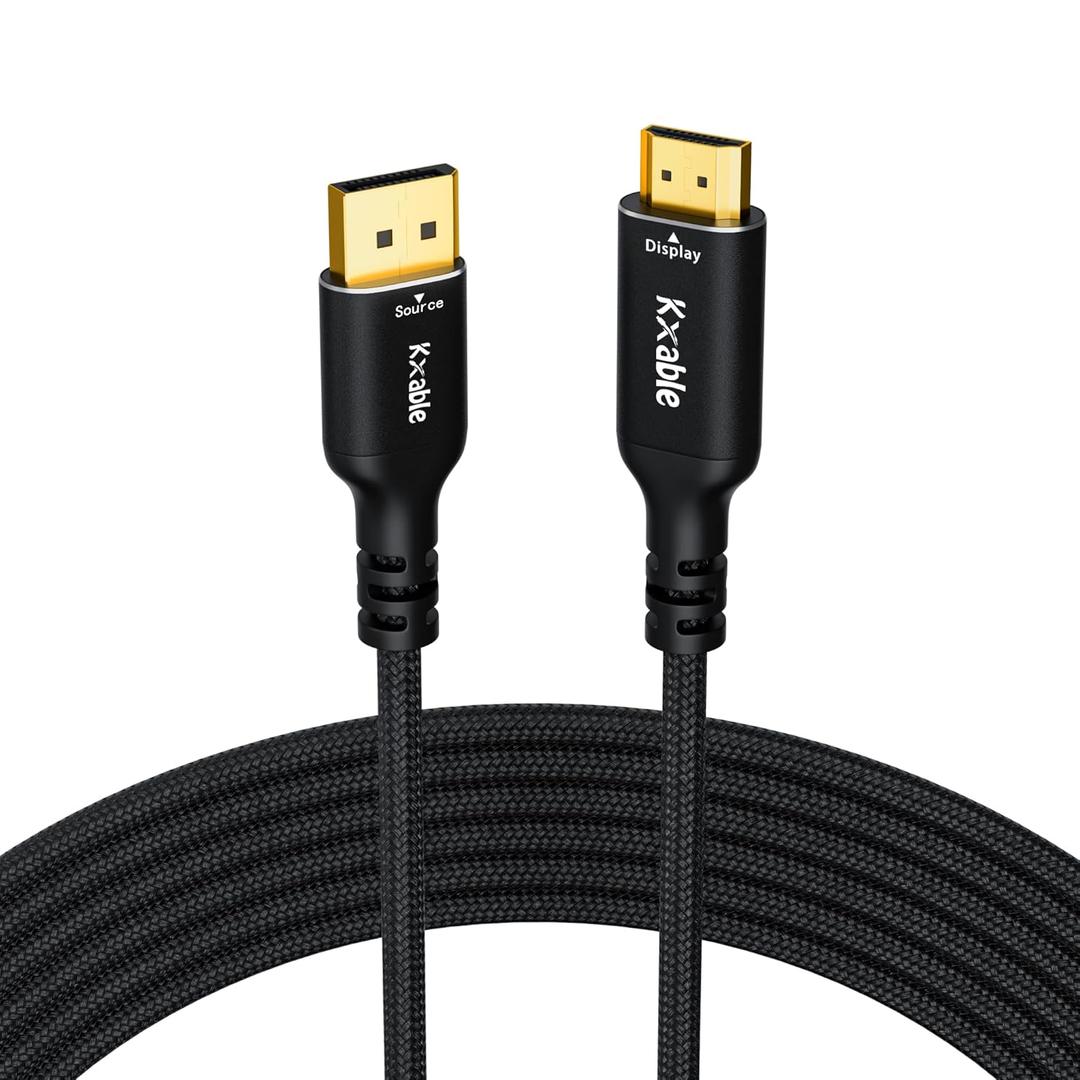4K DisplayPort to HDMI Cable 30 FT, Uni-Directional DP (Source) 1.2 to HDMI (Display) 1.4 Cable, Up to 4K@60Hz, 2K@120Hz, [Aluminum Shell, Gold-Plated Plug, Nylon Braided Jacket], High Speed Cable