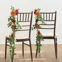 Ling's Moment Fall Wedding 10pcs Chair Decorations Aisle Floral Swag Artificial Pew Flowers Hanging Garlands Orange Terracotta for Ceremony Reception Church Rose Floral Arrangement Party Outdoor Decor