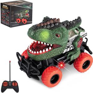 Dinosaur Toys Remote Control Car for Kids 3-7, Dino RC Car for Toddler Kids Toys Age 3 4 5 6 7 Boys and Girls Christmas Birthday Gift (Green)