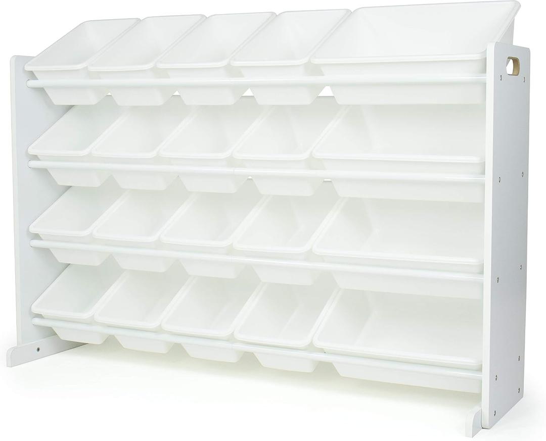 Humble Crew Toy Storage Organizer with 20 Removable Storage Bins for Kids Playroom, 4-Tier Toddler Toy Organization, White/White