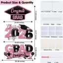 Graduation Yard Signs Class of 2026, 3-Pack Pink Congrats Grad Yard Sign with Metal Stakes and Whiteboards for Graduation Party Decorations Outdoor Party Supplies