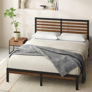 Zinus Kai Bamboo and Metal Platform Bed Frame with Headboard, No Box Spring Needed, Easy Assembly,King, Brown