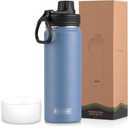 Koodee Insulated Water Bottle, 22 oz Stainless Steel Double Wall Vacuum Wide Mouth Sport Bottle with Leakproof Spout Lid (Royal Blue)