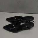 Coutgo Women's Pointed Toe Sandals Slingback Kitten Heel Pumps Slip On Ankle Buckle Dress Shoes (10, Cool Black)