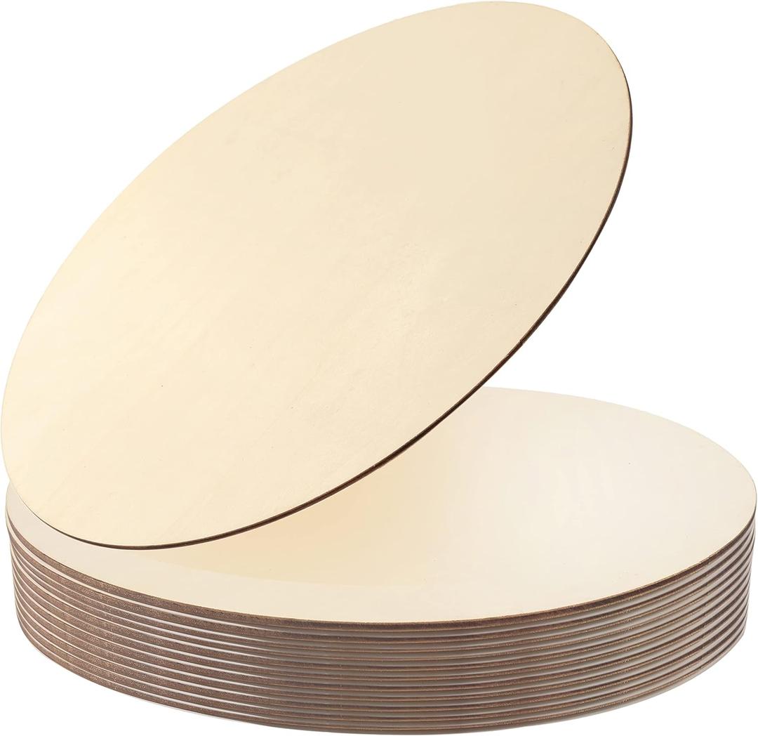 Wood Circles for Crafts,12 Pack 12 Inch Unfinished Wood Blank Rounds Wooden Cutouts for Crafts, Door Hanger, Door Design, Wood Burning