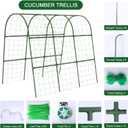 U-Shape Cucumber Trellis for Raised Bed - 47"x47"x22" Metal Garden Trellis with Net & Clips | Rust-Proof Plant Support for Cucumber, Tomato, Peas | Heavy-Duty Outdoor Climbing Plants Trellis