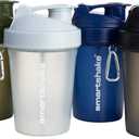 Smartshake Lite 4-Pack Protein Shaker Bottle 400 ml | 13.5 oz - Leakproof Screw-on Lid - BPA Free – Unisex - Mist Grey, Army Green, Black, Navy Blue