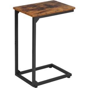 AMHANCIBLE C Shaped End Table, Slide Under Couch Table for Sofa, TV Tray Snack Table, Small Side Table for Small Space, Living Room, Brown HET02CBR1