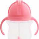 Munchkin Weighted Straw Sippy Cups for Toddlers 7oz, Leak Proof, Easy to Hold - Great toddler cups with straws, Supports Straw-use Education, Straw Cups (Pink)