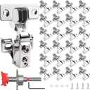 24 Pack 1/2 inch Overlay Soft Close Cabinet Door Hinges for Kitchen Cabinet Hinges Hidden Hinge Stainless Steel Concealed Kitchen Cabinet Hinge Self Closing Screw Holes Distance of Cup is 45 mm