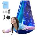 OUTREE Sensory Swing for Kids, Double Layer Therapy Hammock, Indoor Swing with 360° Swivel Hanger Kit and Adjustable Straps, Autism Sensory Product for Autism, ADHD (Blue Starry-Sky Printed)