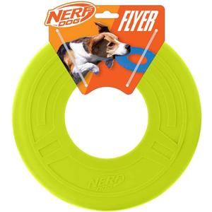 Nerf Dog Atomic Flyer Outdoor Dog Toy, 10 Inch Flying Disc Dog Fetch Toy, Rubber Dog Toy for Medium Dogs and Large Dogs, Green