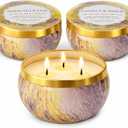YMing 3-Wick Candle Gift Set, 3 Pack, 14 oz Each, Scented Candles for Home, White Tea & Sage, Vanilla & Amber, Cashmere Cedar