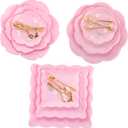 Tosnail 3-Pack 3 Tiers Plastic Cupcake Dessert Stand, Tiered Serving Trays with Gold Rod, Candy Pastry Holders for Baby Shower, Wedding and Party, Pink Plates