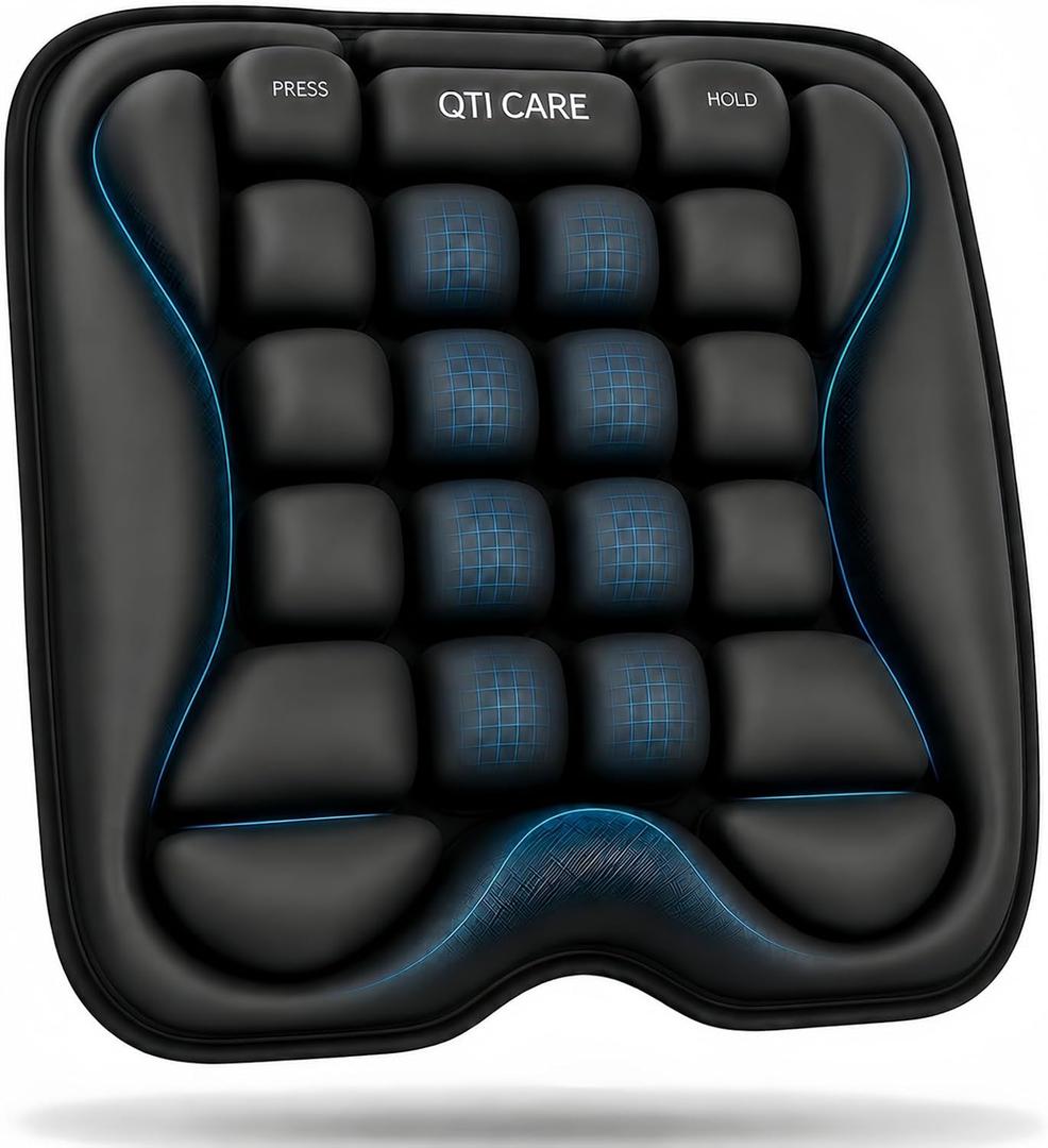 Airplane Seat Cushion, Inflatable Travel Cushion for Long Flights, Press-Type Portable Seat Pad with Built-in Pump, Comfortable Cushion for Air Travel, Car, Office Chair, Wheelchair