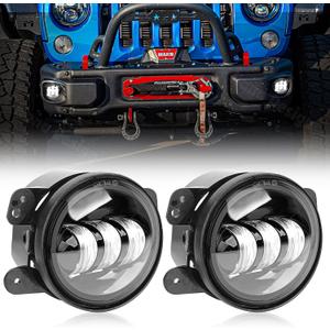 4Inch LED Fog Lights for 2007-2018 Jeep Wrangler JK JKU 2018-2024 JLU Front Bumper White Round Fog Light, 30W LED Off Road Lights for Driving, 4" Fog Lamps, Accessories for Jeep Wrangler 2PCS