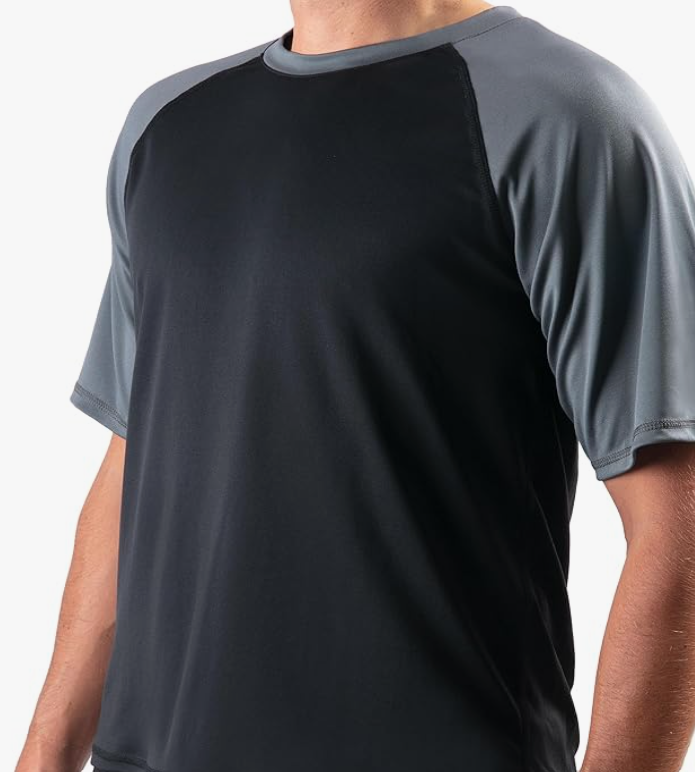 Kanu Surf Men’s Swim Shirt with Short Sleeves – UPF 50+ Rash Guard with Quick-Dry Fabric, M