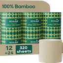 ECOLipak Bamboo Toilet Paper 3 Ply, Septic Safe Toilet Tissue, 12 Double Rolls, 320 Sheets Per Roll, Tree Free, Non Toxic, Soft and Absorbent, Eco Friendly Dye-Free Paper, Brown