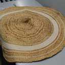 Vipanth Natural Jute Rug Hand Braided Round Area Rug Handmade Rug for Home Decor (3 Feet Round (36 x 36 Inches), Beige + White Line)