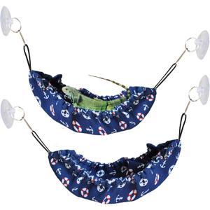 PINVNBY 2 Pcs Crested Gecko Hammock,Bearded Dragon Hammock Lizard Lounger with 2 Strong Suction Cups Hooks Soft Swing Hanging Bed Reptile Tank Accessories Lizards Climbing Toys for Reptiles Gecko (Blue)