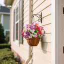 12Pk Daisy Artificial Flowers for Outdoors with Eucalyptus - UV Resistant Fake Flowers for Hanging Basket Vase Planter Window Box, Realistic Silk Faux Plants for Porch Garden Home Decor,White|Spring (Purple+white+wine Red)