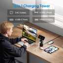 160W Fast Charging Station, TenTrend Power Strip Tower Surge Protector with 3 AC Outlets & 8 USB Ports (4 USB-C), 5 FT Flat Plug Extension Cord with Multiple Outlets for Home Office