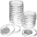uxcell 20 Pcs 36mm Silver Dollar Coin Holders, Plastic Coin Capsule Covers Acrylic Clear Round Coin Collection Supplies Container for Silver Coin Protectors or NFC Tag