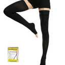 Beister 1 Pair Medical Open Toe Thigh High Compression Stockings with Silicone Band for Women & Men, Firm 20-30 mmHg Graduated Support for Varicose Veins, Edema, Flight.