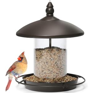 Metal Roof Bird Feeder - Chew Proof for Outdoor Hanging Wild Bird Seeds Bronze (1.7lb: Bronze)