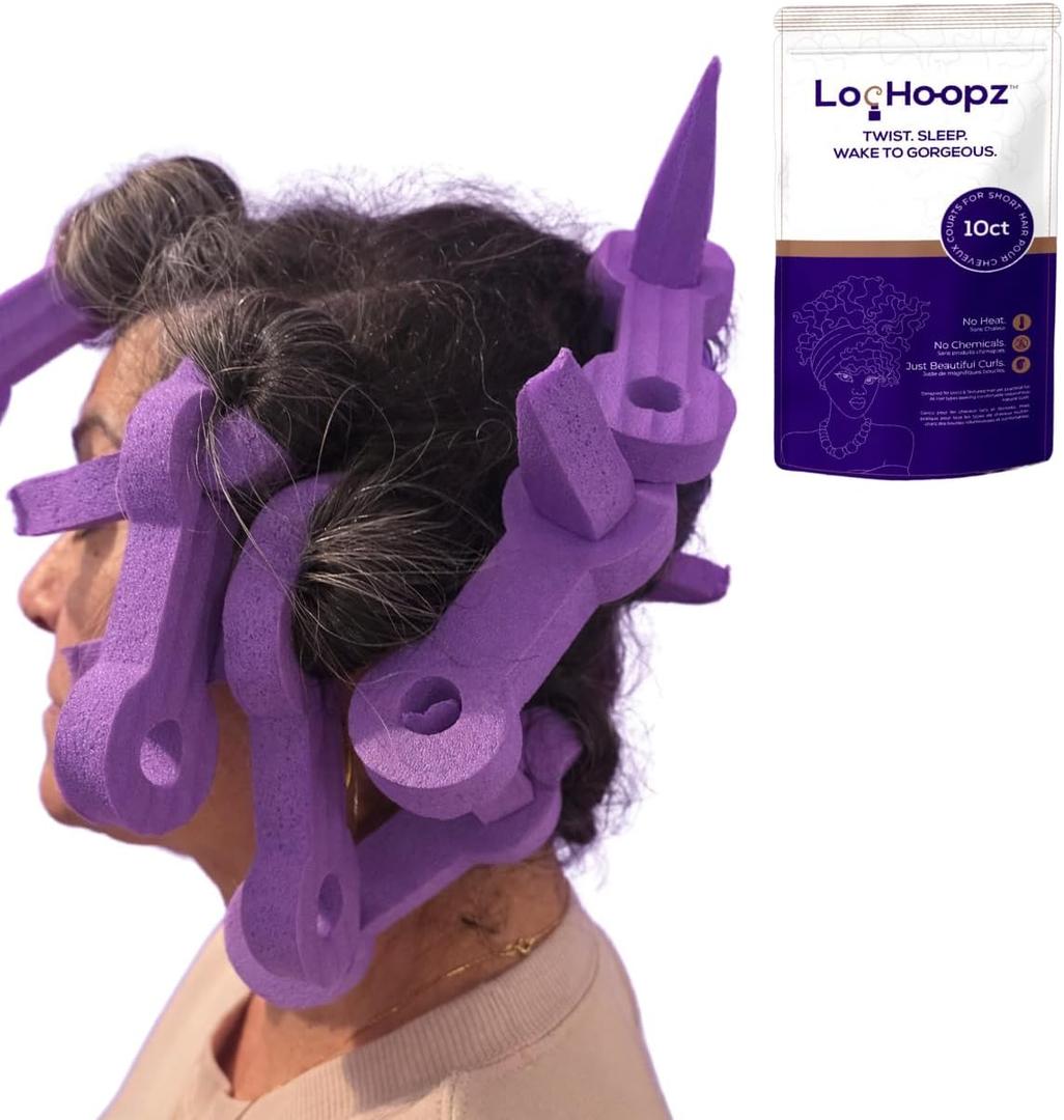 10 Foam Curling Loops for Microlocs & Sisterlocks, No Heat Hair Curlers for Natural Curls, Soft Sleep-Friendly Rollers for Textured Hair. Short Version.